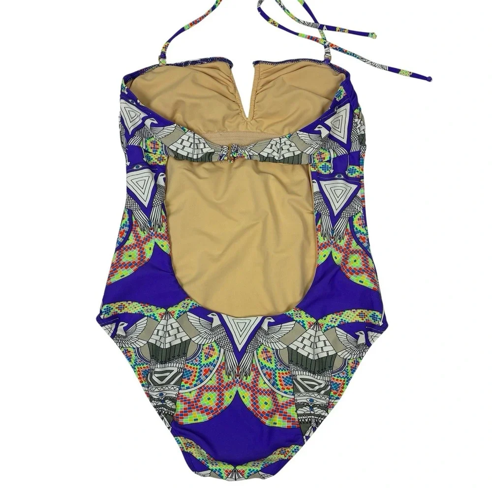Mara Hoffman Swimsuit One Piece Sz M Purple Colorful Novelty Print Designer - Picture 2 of 8